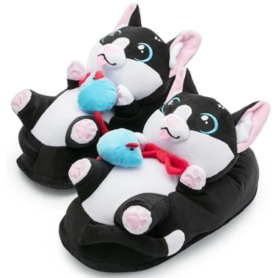 Abbildung von Corimori Katzen Onesize 3444 Hausschuh, Größe: One Size, Schwarz weiß Schuhe