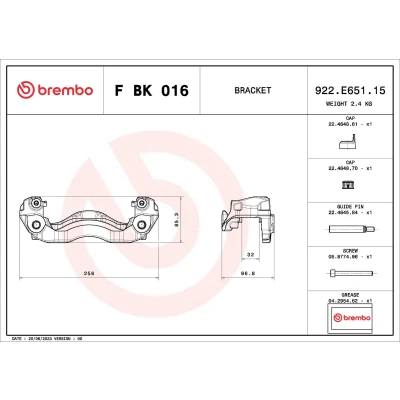 Abbildung von Bremssattelhaltersatz BREMBO F BK 016