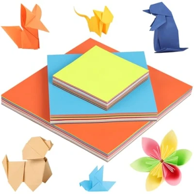 Abbildung von 450 Blatt Origami Papier Tri Size 10/15/20cm, 30 Farben, 80gsm doppelseitiges Faltpapier für Kunsthandwerk UAP06MX1