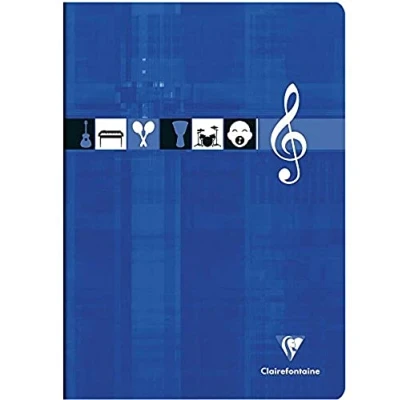 Abbildung von Clairefontaine 63117AMZC Set mit 2 Heften, 24 Blatt, DIN A4, 21 x 29,7cm, 90g, französische Lineatur, ideal für Musikunterricht, 1 Set, farbig sortiert