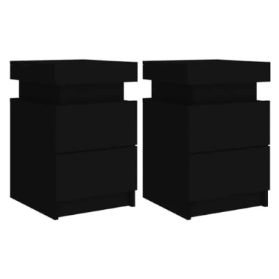 Abbildung von vidaXL Nachttisch Nachttische mit LED Leuchten 2 Stk. Schwarz 35x39x55 cm (2 St)