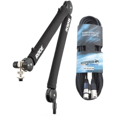 Abbildung von Rode PSA1+ Black Mikrofonarm Tisch Stativ Schwarz + keepdrum XLR Kabel
