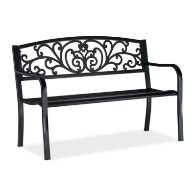Abbildung von relaxdays Gartenbank Metall Ornamente
