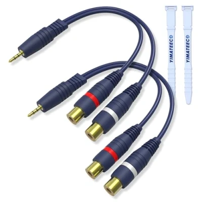 Abbildung von YIMATEECO Cinch Klinke Adapter, Kabel RCA Y Splitter Von 3,5mm Stecker auf 2 Buchse Adapter für Subwoofer, Lautsprecher, Verstärker (3,5mm Buchse, 2Stü)