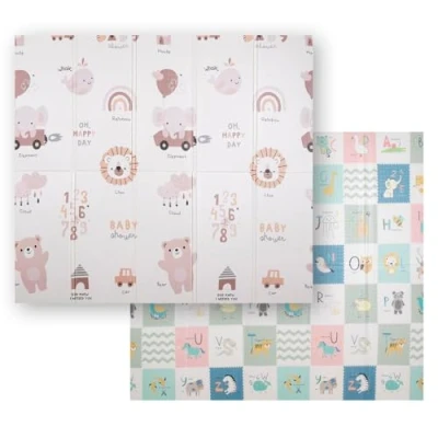 Abbildung von KiddyMoon Spielmatte Babymatte Zweiseitige Krabbelmatte Matte Schaumstoffmatte Für Kinder Kindermatte Kindgerechte Muster Spielplatz Entwicklung Bequemer Ideal Drinnen Und Draußen 180X200x1cm