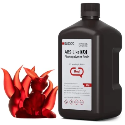 Abbildung von ELEGOO ABS Like 3.0 3D Drucker Resin Klarrot 2000g, 405nm UV Härtendes Printer Harz mit Hoher Zugfestigkeit und Biegefestigkeit für MSLA/LCD/DLP
