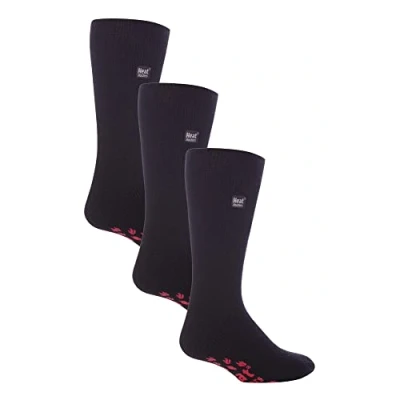Abbildung von HEAT HOLDERS 3er Pack Herren Antirutsch Thermosocken Extra Warme Rutschfest ABS Kuschelsocken (39 45, Schwarz Rot)