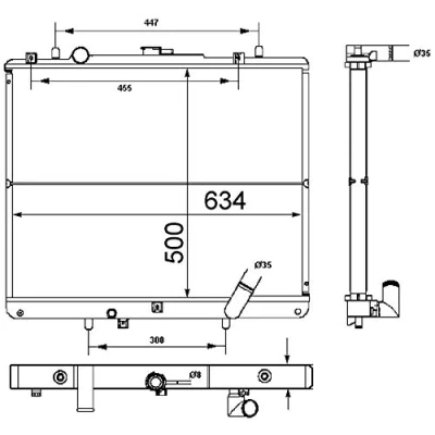 Abbildung von MAHLE ORIGINAL CR 1747 000S Kühler, Motorkühlung 500 634 36 Kühlrippen gelötet MITSUBISHI: L200 III Pickup, Pajero Sport 1 SUV