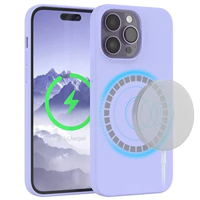 Abbildung von EAZY Case Silikonhülle für iPhone 14 Pro Max Hülle mit MagSafe Silikon Lila weich stoßfeste Handyhülle Schutzhülle Kameraschutz Dünn Schutz Cover Phone Bumper in Violett