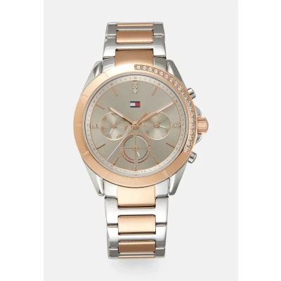 Abbildung von Tommy Hilfiger Kennedy Chronograph silvercoloured/rose goldcoloured, Damen, Größe: One Size, Silver coloured/rose gold coloured