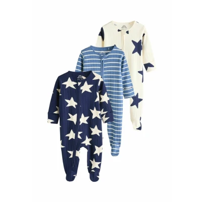 Abbildung von Next 3 PACK Regular FIT Strampler für Kinder, Größe: 86, Navy