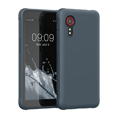 Abbildung von kwmobile Hülle kompatibel mit Samsung Galaxy Xcover 5 weiches TPU Silikon Case Cover geeignet für kabelloses Laden Dunkler Schiefer