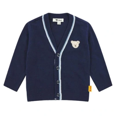 Abbildung von Steiff Strickjacke EU Größe 80 peacoat, Strick Jacke, Kinderjacke mit Knopfleiste für leichtes Anziehen, warme und bequeme Strickjacke, waschmaschinenfest