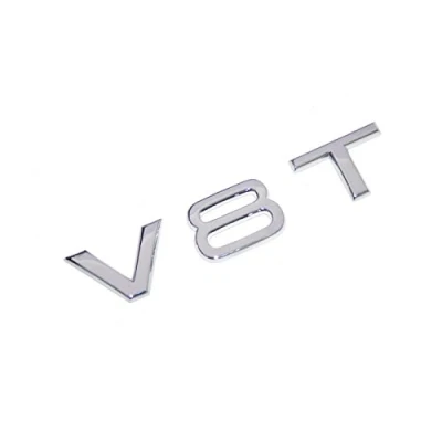 Abbildung von Audi Schriftzug V8T Original Tuning Emblem Kotflügel Typzeichen Chrom