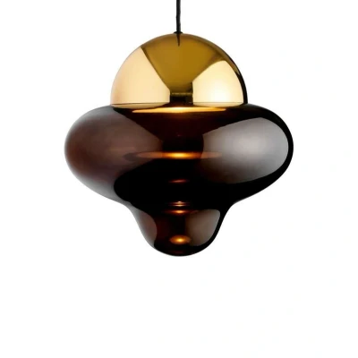 Abbildung von LED Hängeleuchte Nutty XL, braun / goldfarben, Ø 30 cm, Glas