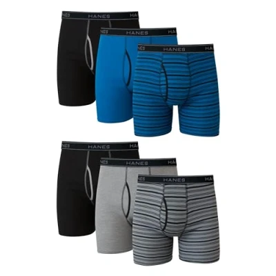 Abbildung von Hanes Herren boxershorts, Ohne Etikett, 6er pack Retroshorts, 6 Stück Gestreift Sortiert, L EU