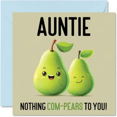 Abbildung von Stuff4 Geburtstagskarten für Tante Nothing Com Pears lustige Geburtstagskarte von Neffe, Nichte, Tante, Geburtstagsgeschenke, 145 mm x mm, Witz Grußkarten Frauen und sie
