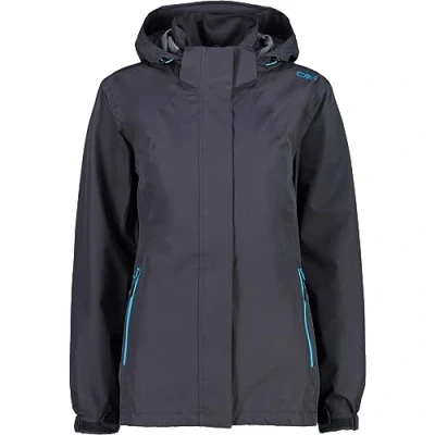 Abbildung von CMP Ripstop Regenjacke für Damen mit abnehmbarer Kapuze, Anthrazit, D46