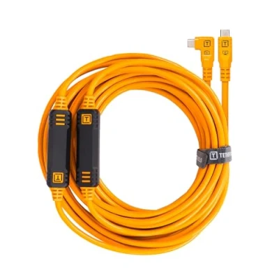Abbildung von Tether Tools TetherPro USB Datenkabel C an 9,4 m, rechtsgewinkelt (Orange)
