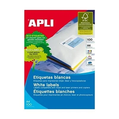 Abbildung von Apli 1273 Pack 100 weiβe Etiketten für Drucker 70X37