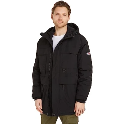 Abbildung von Tommy Jeans Hooded Padded Multi Pocket Wintermantel, Herren, Größe: XS, Black