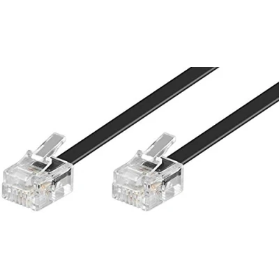Abbildung von Goobay 50320 Modularanschlusskabel, Telefonkabel, RJ11 Stecker (6P4C) auf (6P4C), schwarz, 15m