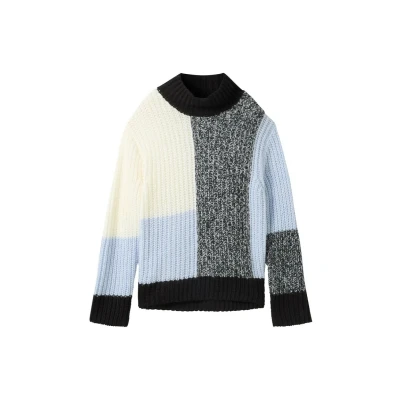 Abbildung von TOM Tailor Gemusterter Strickpullover, Damen, Größe: XS, Black blue patched design