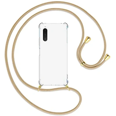 Abbildung von mtb more energy® Handykette kompatibel mit Sony Xperia 10 IV (6.0&#039;&#039;) Caramel/Gold Smartphone Hülle zum Umhängen Anti Shock Full TPU Case