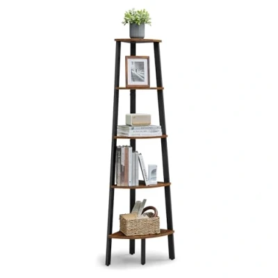 Abbildung von VASAGLE Eckregal, Bücherregal, mit 4/5 Ebenen, H: 125/159cm, Stahlrahmen