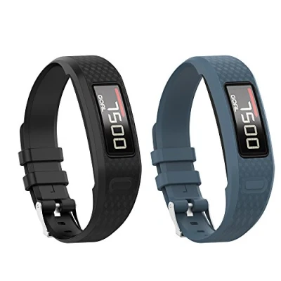 Abbildung von Yikamosi Kompatibel mit Garmin vivofit 1/vivofit 2 Armband,Soft Silikon Watch Armband Atmungsaktiv Ersatz Strap für 2(Large,Black+Slate)