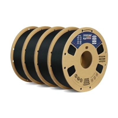 Abbildung von OVERTURE PLA+ Filament PLA plus 1,75 mm, Toughness Enhanced Professionelle Härte, 4kg (8,8 lbs),(Schwarz 1kg*4)