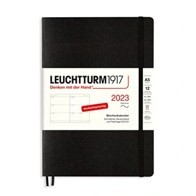 Abbildung von LEUCHTTURM1917 365744 Wochenkalender, Softcover, Medium (A5) 2023, 12 Monate, Schwarz, Deutsch