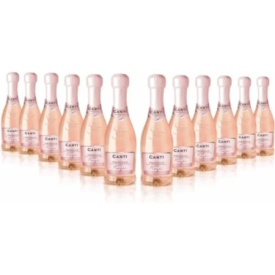 Abbildung von Canti Prosecco D.O.C. Millesimato, Rosé sekt extra Trocken 11%, italienische Glera und Pinot Noir Rebsorten aus Veneto, frischer süßer Geschmack, 12x200 ml