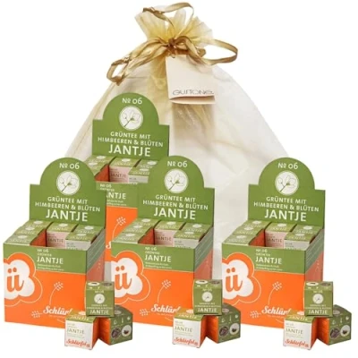 Abbildung von GUSTONE. Tee Geschenkset Schlürf Bio Grüntee „Jantje“ 4 x 27 Pyramiden Teebeutel