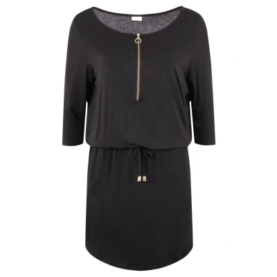 Abbildung von LASCANA Jerseykleid, mit goldfarbenem Reißverschlussdetail und Taschen, sportlich casual