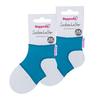Abbildung von Hoppediz Unisex Baby 2 er Set Sockenhalter Socken, 0 6 Monate, Navy, Einheitsgröße (2er Pack)