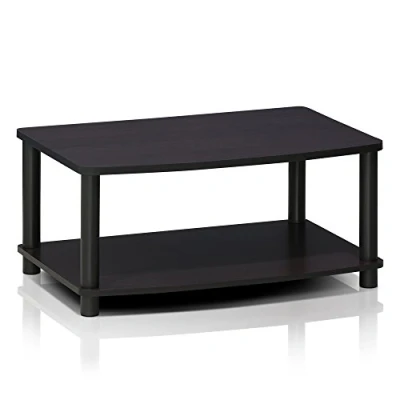 Abbildung von Furinno Turn N Tube ohne Werkzeug 2 stufiger erhöhter TV Ständer, Dunkler Walnuss, 40.13 x 60.45 27.94 cm