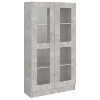 Abbildung von vidaXL Vitrinenschrank Bücherschrank Aktenschrank Büroschrank Vitrine Schrank Bücherregal Standvitrine Betongrau 82,5x30,5x150cm Holzwerkstoff