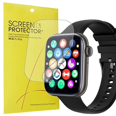 Abbildung von Blueshaweu Onetuo Schutzfolie Kompatibel für KIQULOV Smartwatch 1,8‘’, HD klar Flexible TPU Displayschutzfolie P45 (6 Pack)