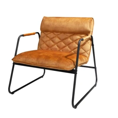 Abbildung von Invicta Interior Retro Lounge Sessel MUSTANG LOUNGER senfgelb mit Ziersteppung Stuhl Besucherstuhl