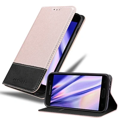Abbildung von Cadorabo Hülle kompatibel mit Samsung Galaxy A3 2017 aus Premium Kunst Leder Flip Klappbare Stoßfeste Magnetische [Standfunktion] [Kartenfächern] Cover für Tasche in Rosa
