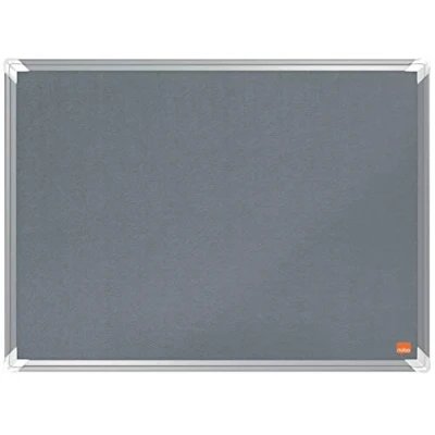 Abbildung von Nobo Filz Notiztafel, 45 x 60 cm, Aluminiumrahmen, Traditionelle Eckmontage, Premium Plus, Grau, 1915194