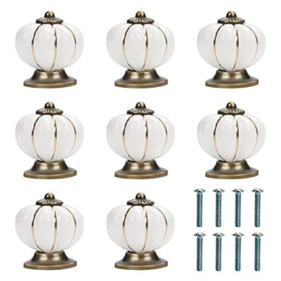 Abbildung von Kurtzy Haltegriff Vintage Weiße und Goldene Schrankgriffe 8er Pack, White &amp; Gold Cabinet Handles 8 Pack
