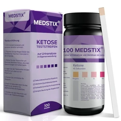 Abbildung von KETOSTIX® 100 Stück für sofortige Ketose Messergebnisse I Keton Teststreifen die effektive Keto Ernährung und Diät Ketosticks, Sticks Urin