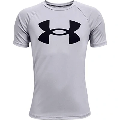 Abbildung von Under Armour Fussballtech BIG LOGO Tshirt print für Kinder, Größe: 128, Grau