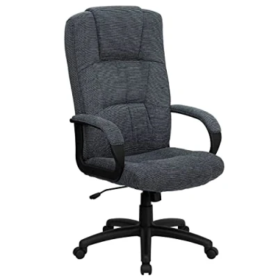 Abbildung von Flash Furniture Bürostuhl mit hoher Rückenlehne, Grauer Stoff, Drehstuhl Armlehnen