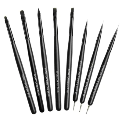 Abbildung von Tipsketch Nagel Pinsel 8 Stück für Gelnägel,Nageldesign Gel Dotting Painting Line Pen Nagellack Acryl Nailart Kit Fineliner nägel selber machen