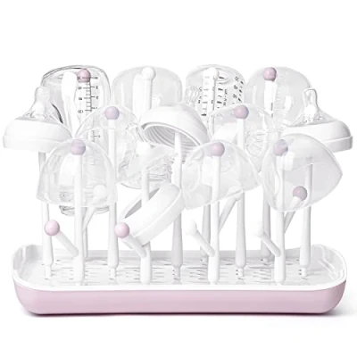 Abbildung von Termichy Trockenständer Babyflaschen, Abtropfgestell Flaschen Trockengestell für Flaschen, grauSaugern, Bechern und Babyflaschen Zubehör, BPA frei, Rosa