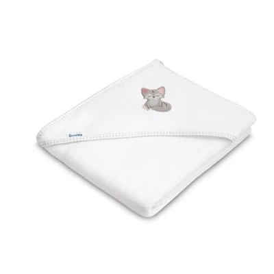 Abbildung von Sensillo Baby Handtuch mit Kapuze 100x100cm Weicher und saugfähiger Bademantel 95% Baumwolle, 5% Polyester Absorbiert Feuchtigkeit Charmantes Design Weiß Wolf