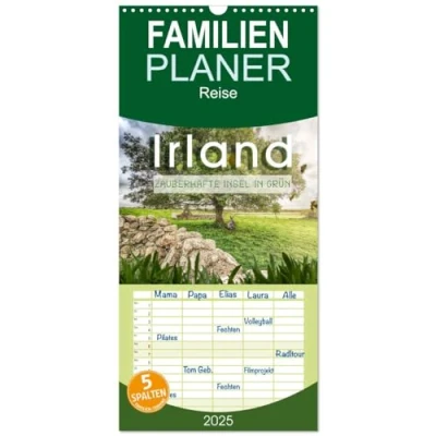 Abbildung von Familienplaner 2025 Irland Zauberhafte Insel in grün mit 5 Spalten (Wandkalender, 21 cm x 45 cm), CALVENDO